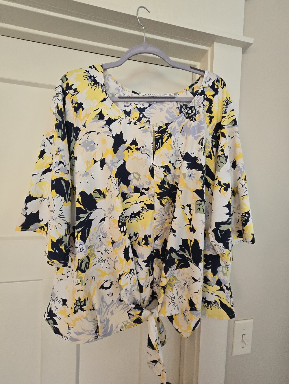 Estelle Floral Tie-Front Women's Top in Yellow Floral